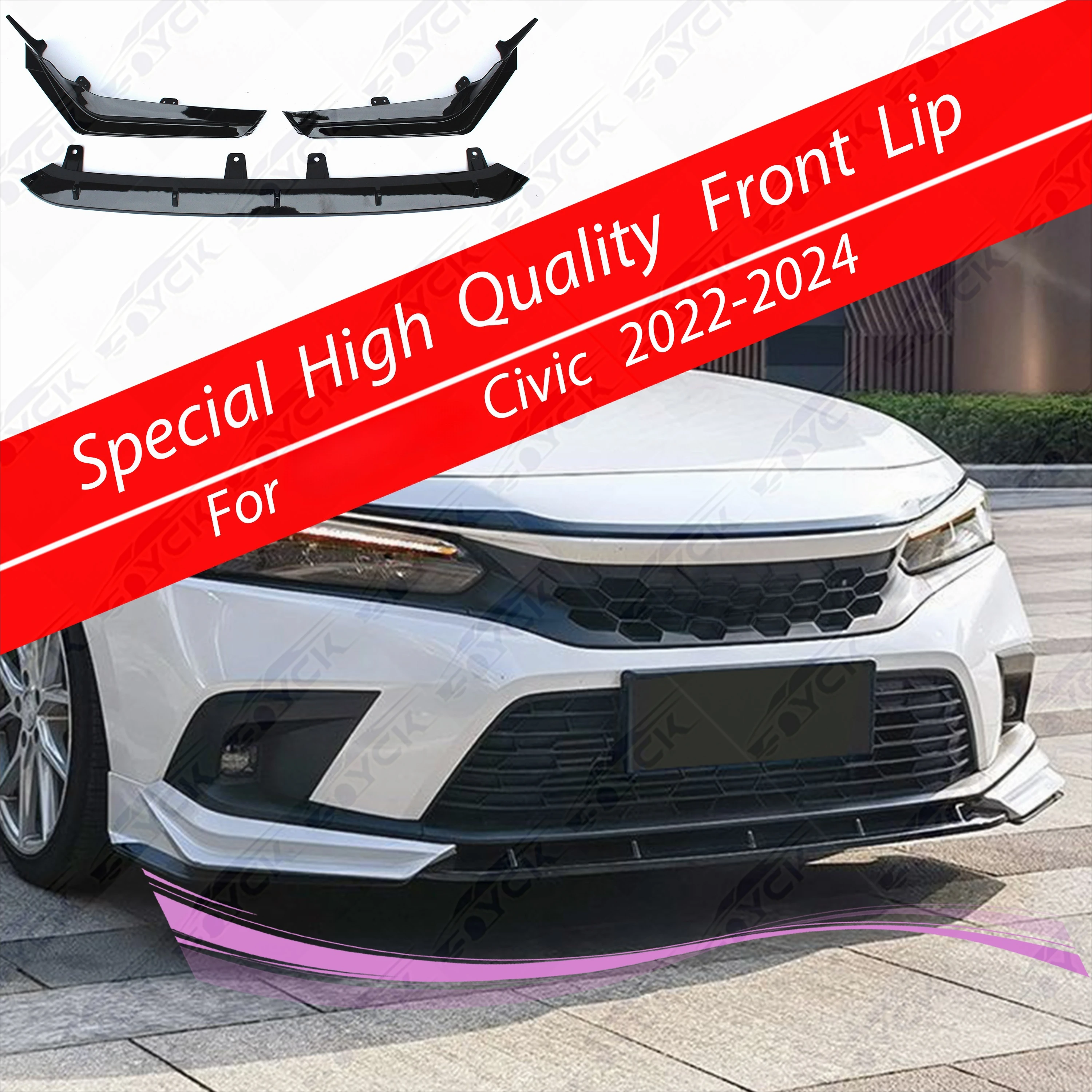 Civic 2022 Body Parts Front Lip Splitter for 11Th Gen Civic 2021 2022 Upgrade YOFER Style Civic Front Lip