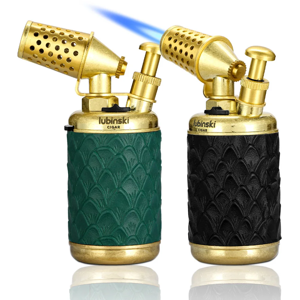 Jobon Multi-Functional Powerful Gun-Type Spray Gun Lighter Windproof Blue Flame Setting Retro Design Cigar Lighter Men'S Tool