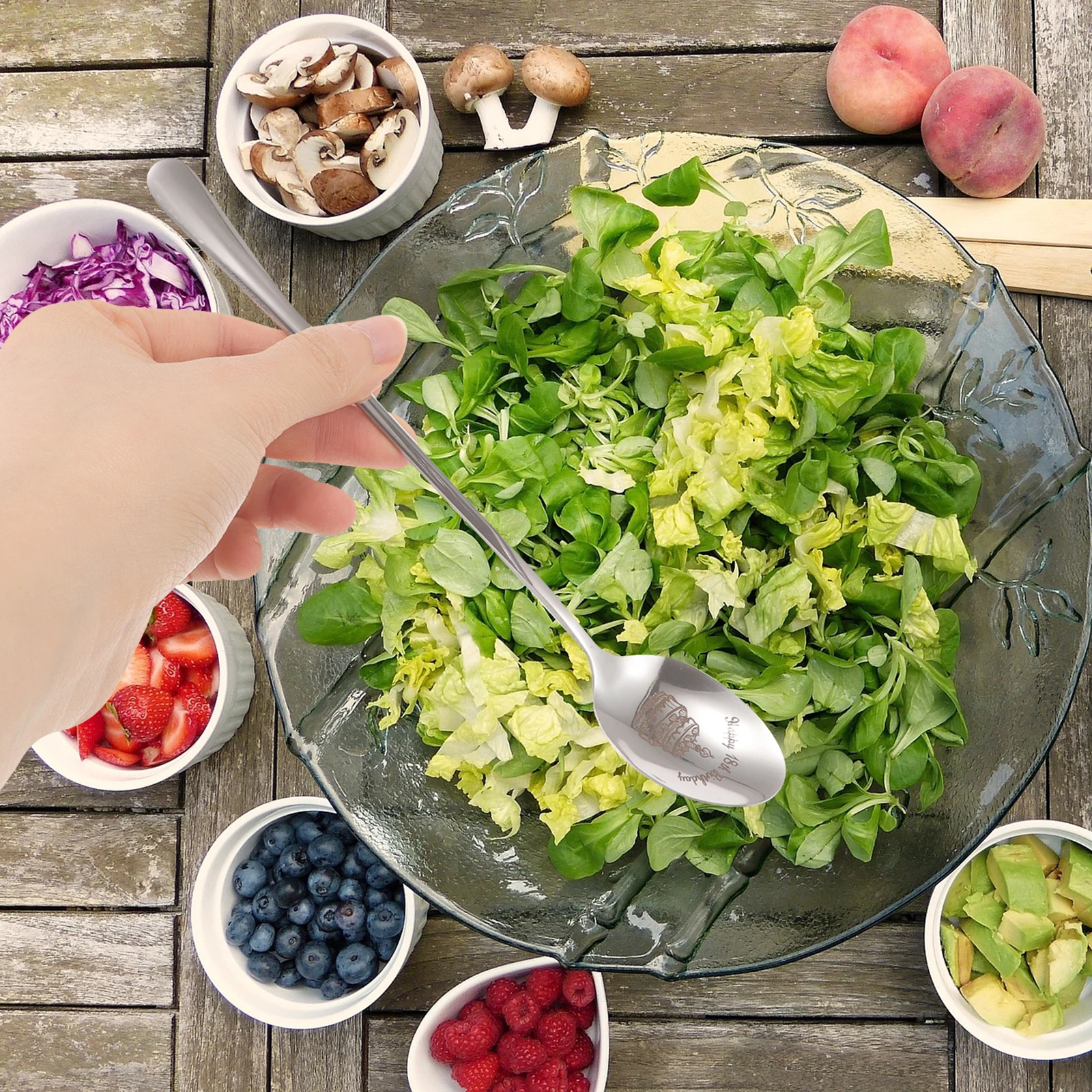 

2Pcs Stainless Steel Happy 18th Birthday Dessert Spoons Multi-Use Ice Cream Soup Pudding Spoons Gift Birthday Spoon