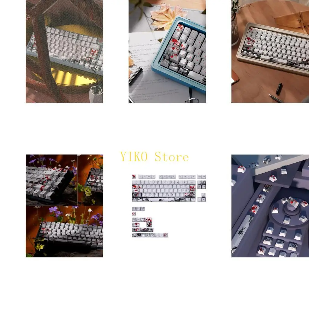 

K32C 128Keys Plum Blossom OEM Profile Keycaps Thick Plastic Keycaps Set for 87/96/104