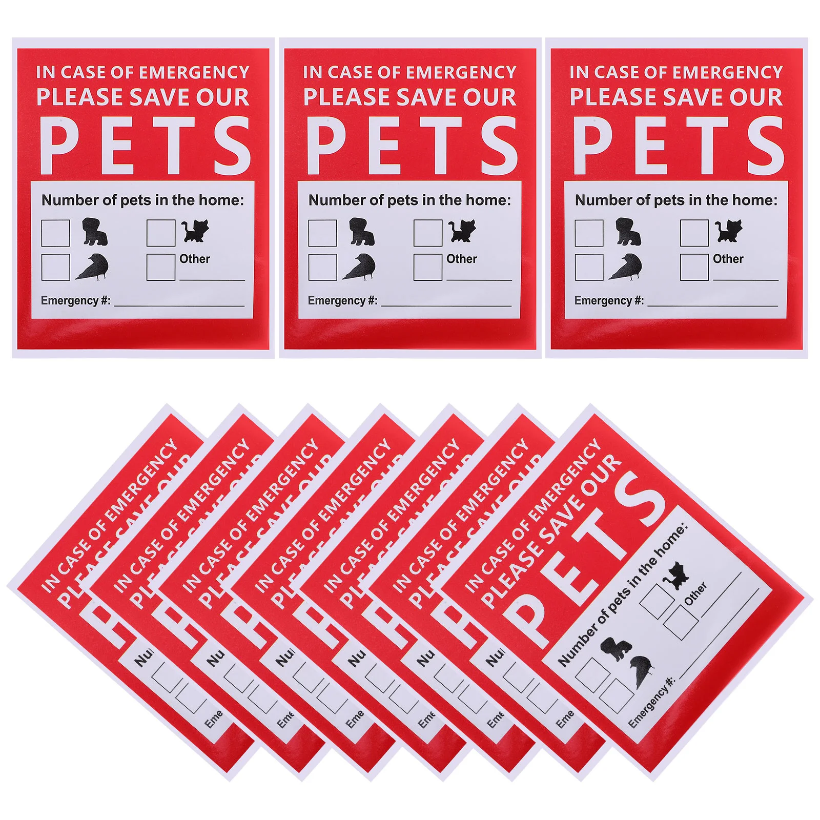 10 Sheets Stickers Emergency Alert Window Decal Accessories Pets Finder Safety