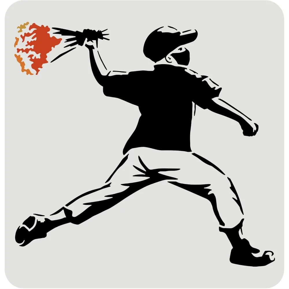 Flower Thrower Banksy Stencil 11.8x11.8inch Flower Thrower by Banksy Stencil Plastic Graffiti Prints Stencil Reusable