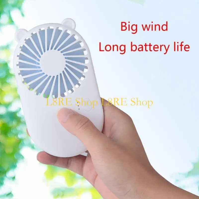 Mini ventilador mano L8RE, ventilador bolsillo portátil recargable por USB, 800mAh, 3 modos viento para viajes
