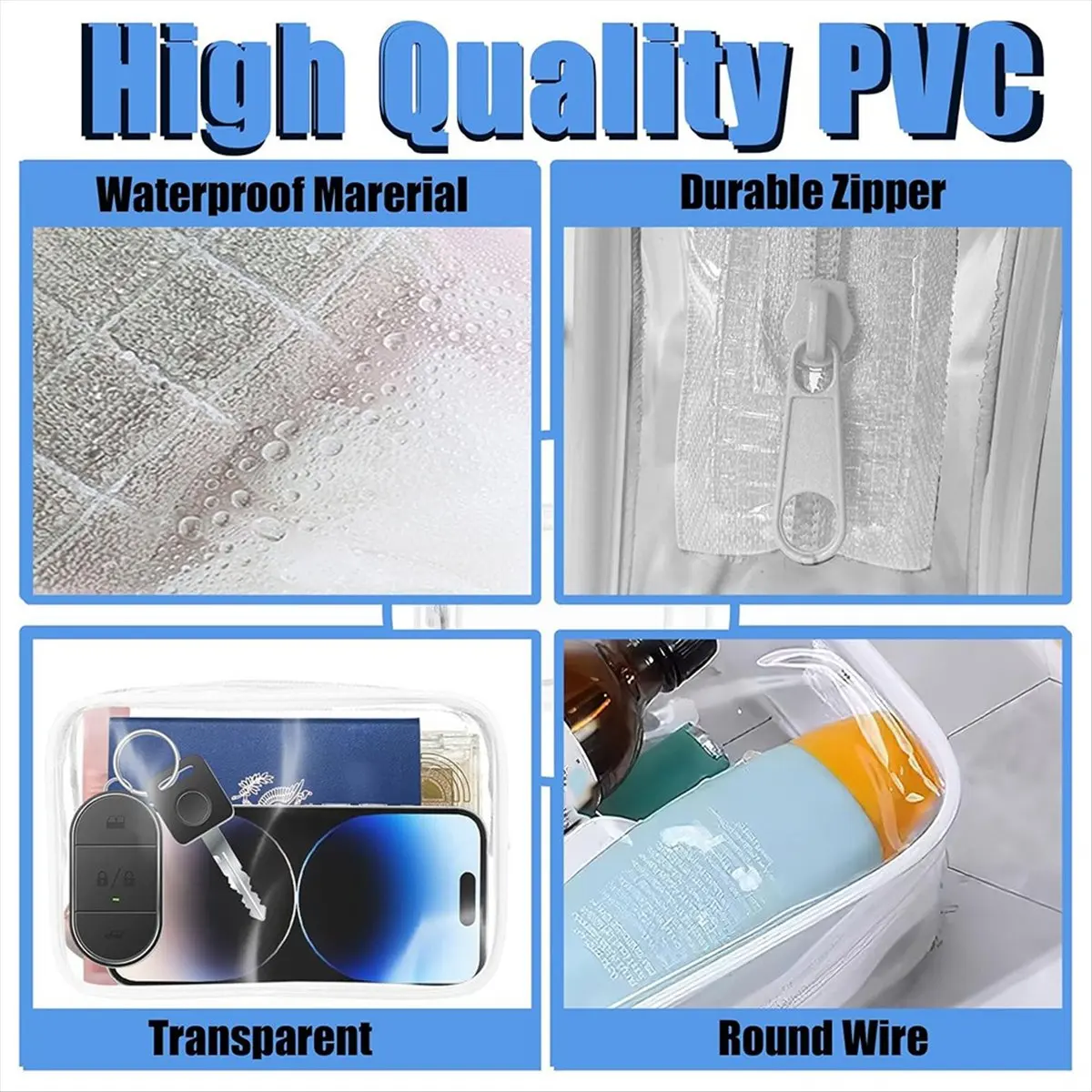 [NEW] 12 Pieces Clear Makeup Bags,PVC Waterproof Cosmetic Bag with Zipper,Toiletry Bag for Travel,Storage Bags for Women Men