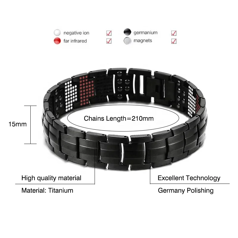 Pulsera magnética personalizada de titanio caaz para hombres, pulsera magnética 4 en 1, Tecnología japonesa, cuidado de la salud