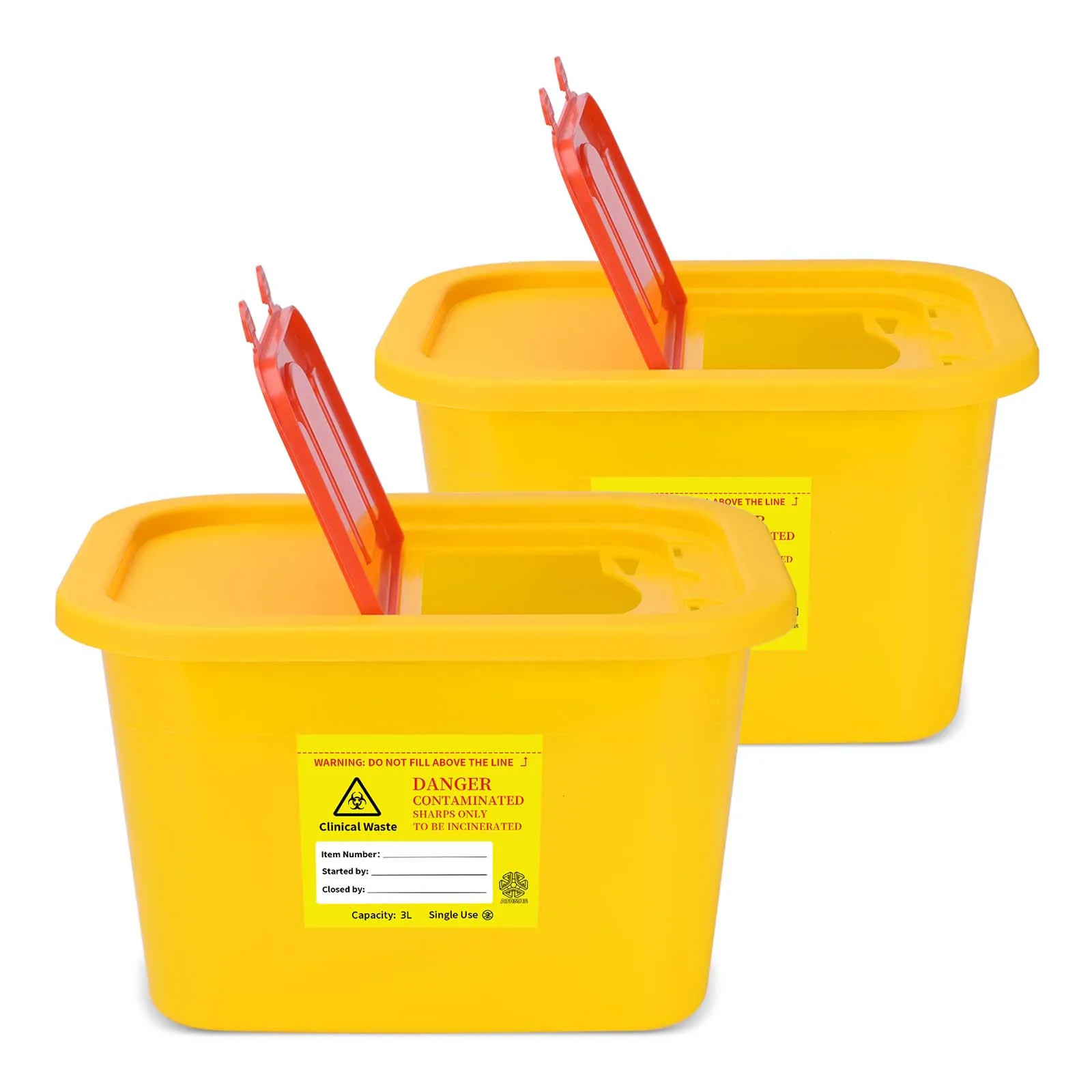 3L Sharps Containers Needle Destruction Tattoo Plastic Sharp Container Box Waste Bin Needle Disposal Bin with Lid for Blade