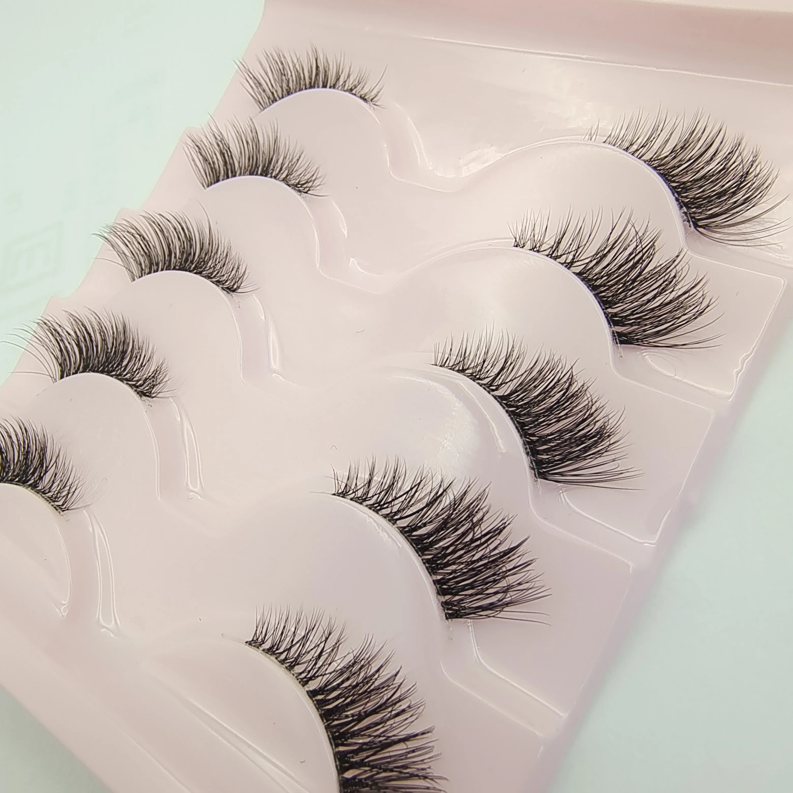 H02 5-paar natuurlijke Cat Eye halve wimpers Zacht namaakbont Valse wimperextensions Kit Applicatietool