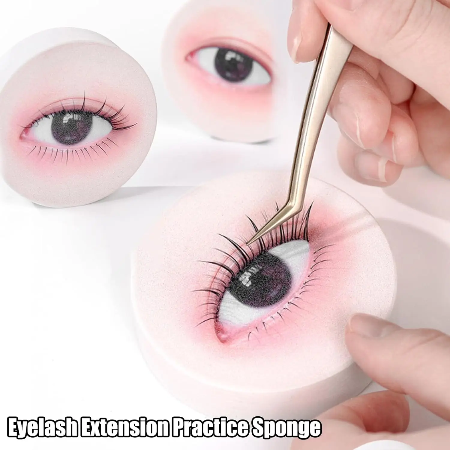 Placa de práctica de injerto de pestañas, modelo de ojo simulado, herramienta práctica de injerto de pestañas, esponjas de práctica para extensiones de pestañas, 3 uds.