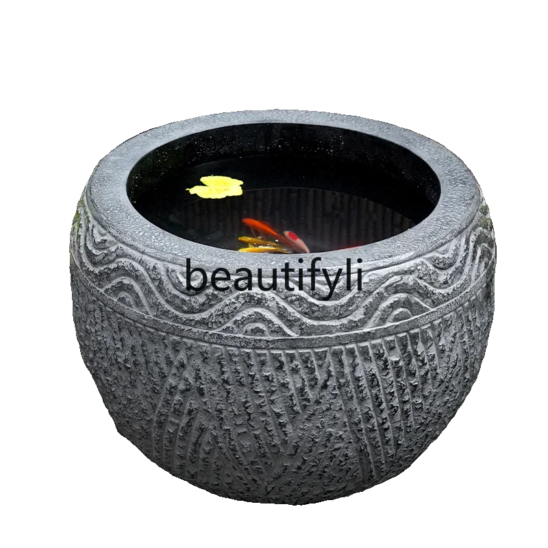 Outdoor resin fish tank, courtyard, ancient finished fish pond, round imitation stone sink