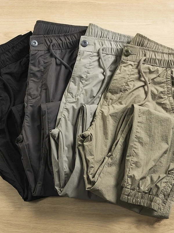 

Retro American Ice Silk Qui Dry Work Pants Men's Summer Thin Sle Slim Fit Long Trousers Casual Straight Leg Jeans