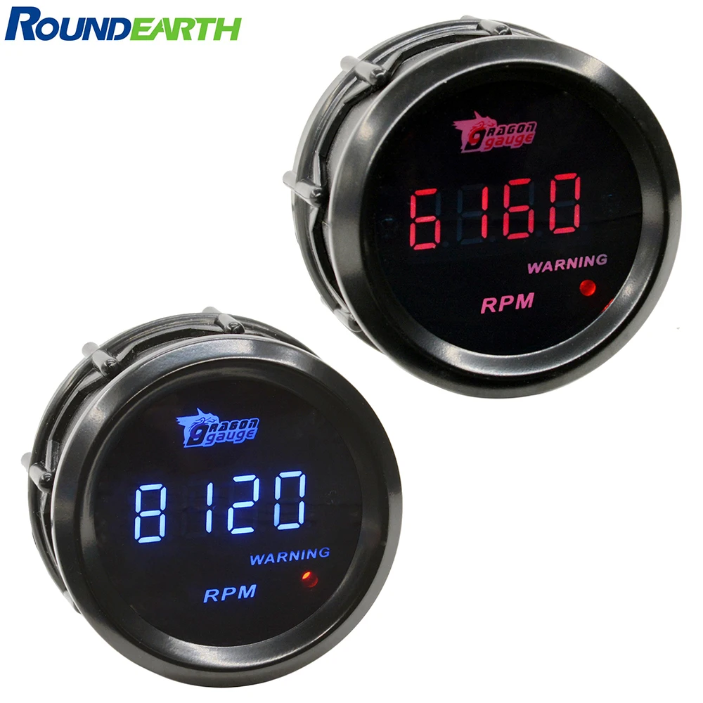 2 Inch Digital Display Racing Car Tachometer Gauge Automotive Instrument Modification 1-8 cylinder RPM Meter