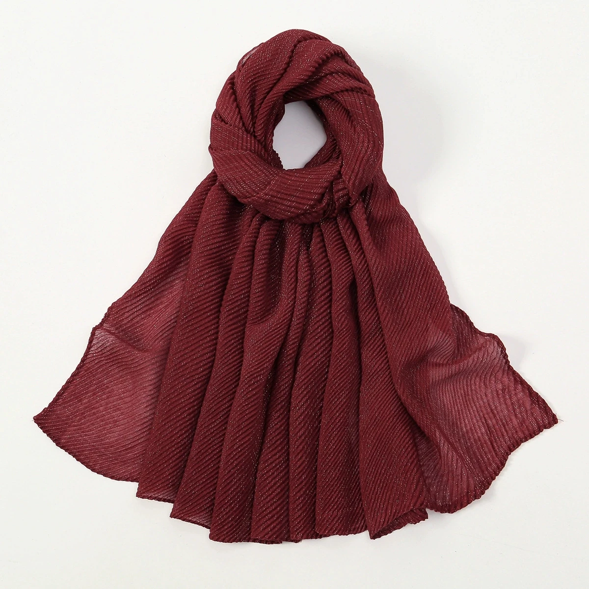 عادي التجاعيد لوركس بريق لامع فسكوزي الحجاب شالات وشاح الصلبة التفاف عقال الباشمينا سرق عمامة مسلم Sjaal 180*85 سنتيمتر #2