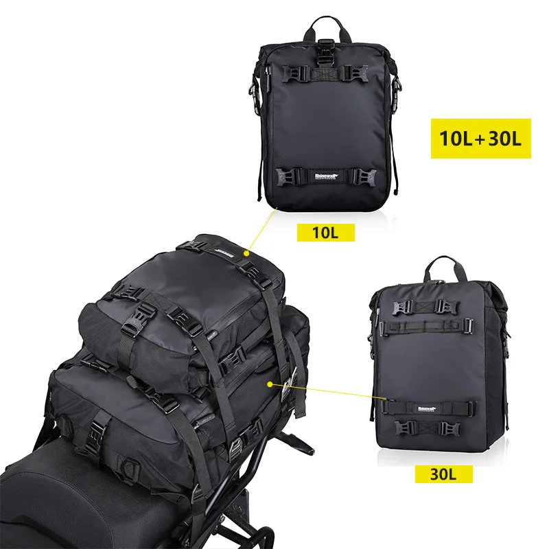 Motorcycle Back Seat Bag 10/20/30L Waterproof Multifunctional Saddle Side Luggage Bag cycling backpack Universal Saddle bag