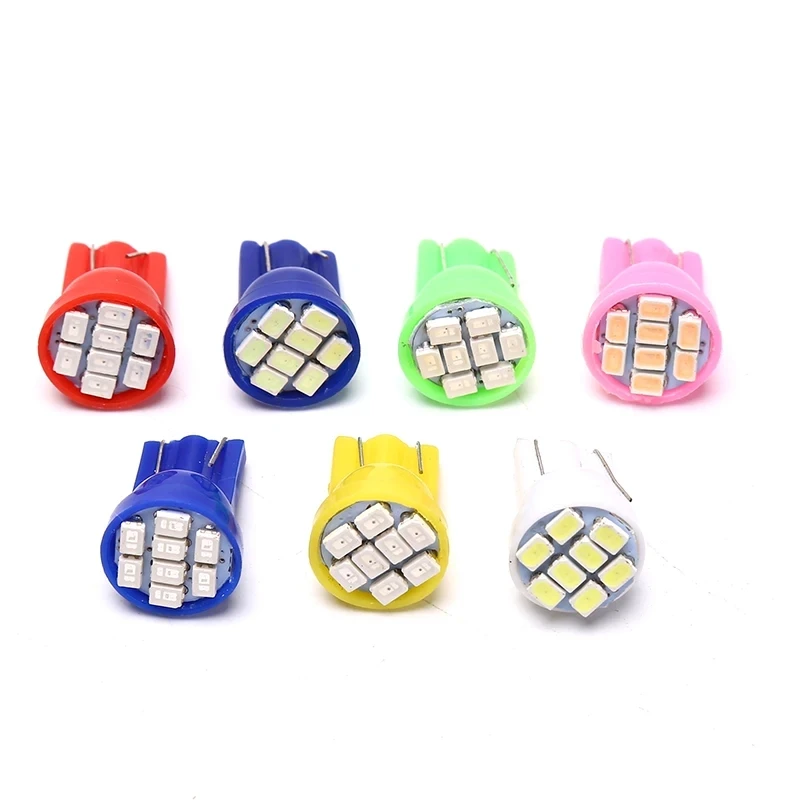 

10 шт. T10 W5W 1206 8SMD светодиодный индикатор ширины стояночный фонарь дальнего света клиновая лампа автоматические индикаторные лампы приборной панели 12 В