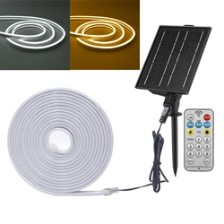 24V Solar Neon Light LED Strip With Remote Control 6X12MM IP67 Waterproof 2835 120LEDs/M Outdoor Garden Dimmable Lighting Sign