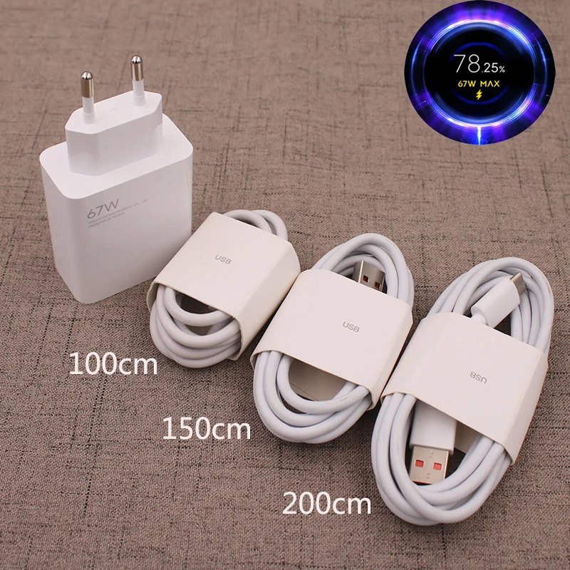 Original Xiaomi 67W Charger Turbo Fast Charge EU Adapter Usb Type C Cable For Redmi Note 13 Pro Mi 13 Lite K60 K60E K50 CIVI 3 2