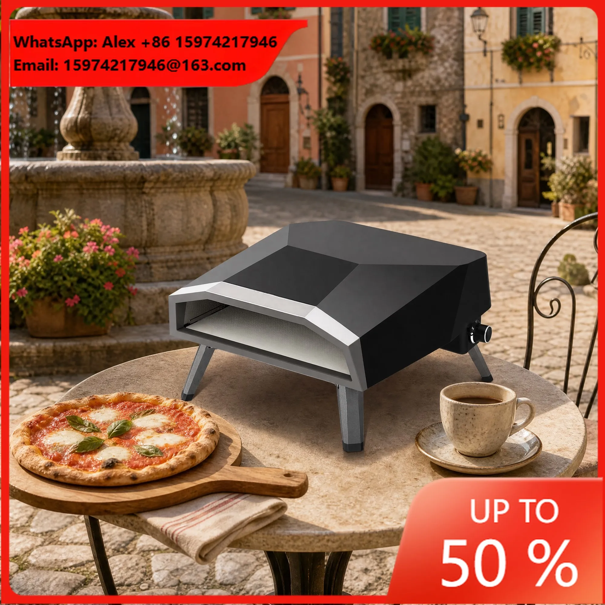 16 Inch Propane Gas Pizza Oven O-16G-S Non Rotating Backyard Tailgating BBQ Pizza Maker Wholesale