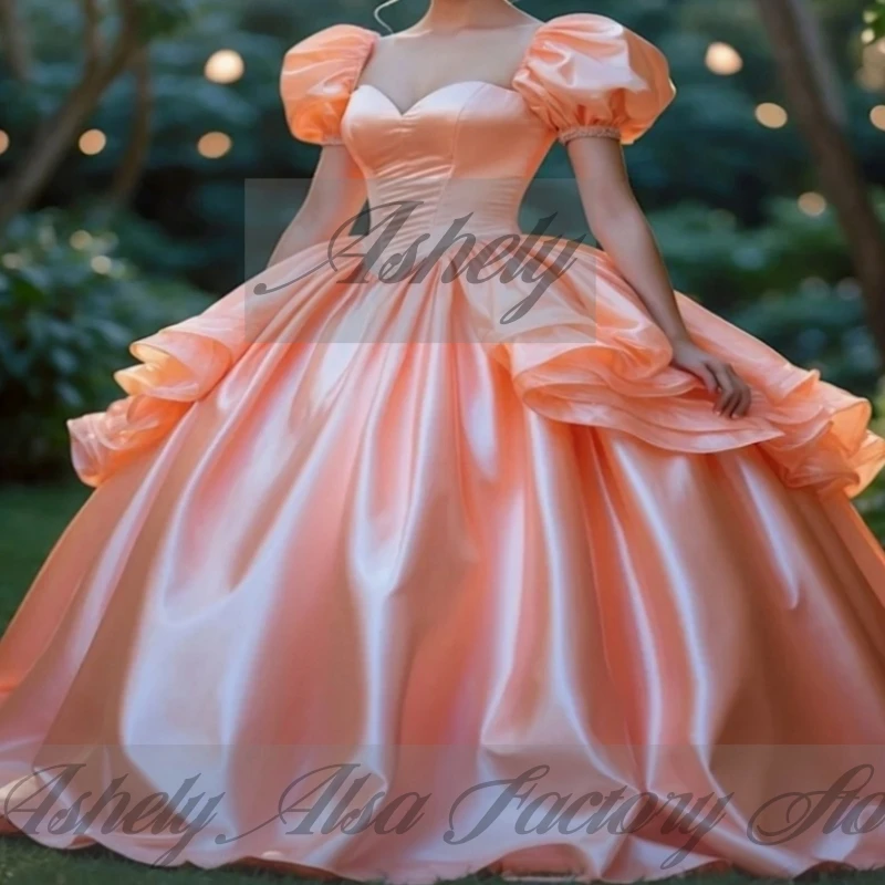 A2748 신데렐라 공주 소녀 성인식 드레스 짧은 소매 볼 가운 댄스 파티 생일 파티 15 첫 성찬식 착용 맞춤형