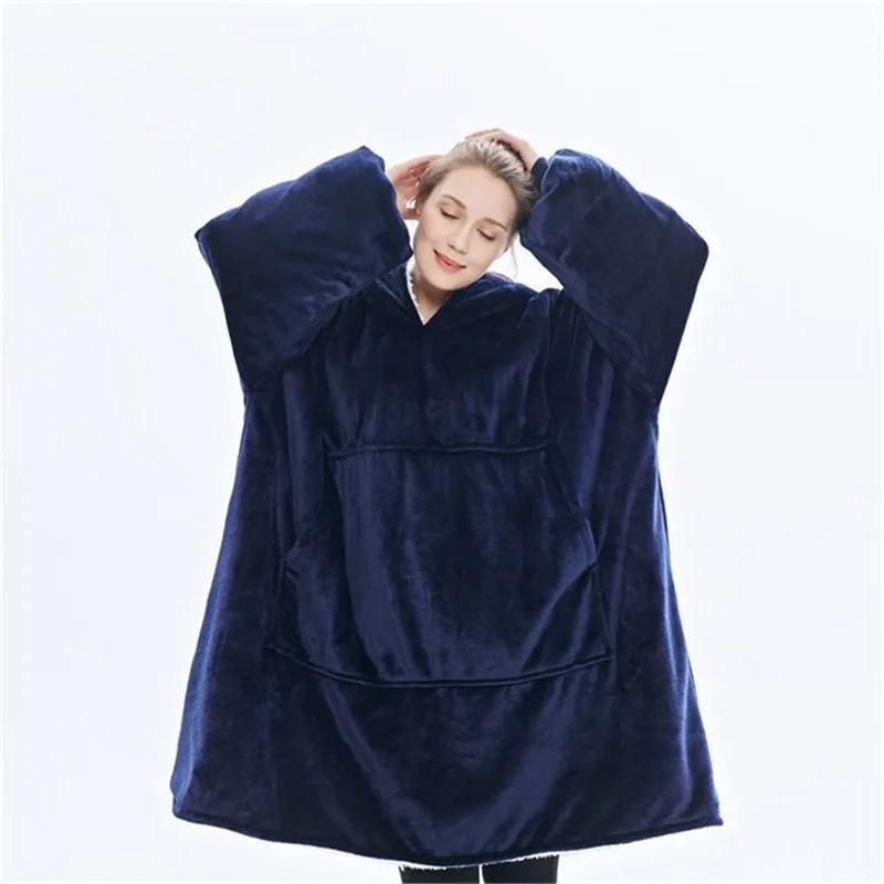 Blanket with Sleeves Oversized Winter Hoodie Fleece Warm Hoodies Sweatshirts Giant TV Blanket Women Men Hoody Robe Couple