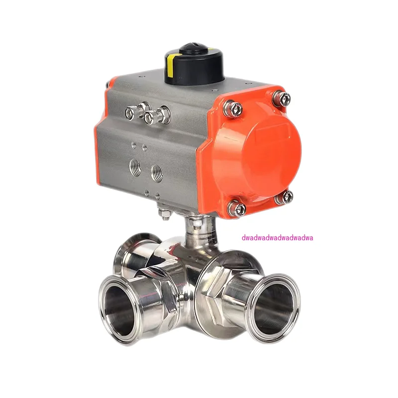 304L type T type stainless steel pneumatic quick loading three-way ball valve diversion clamp chuck integrated 2 inch 57