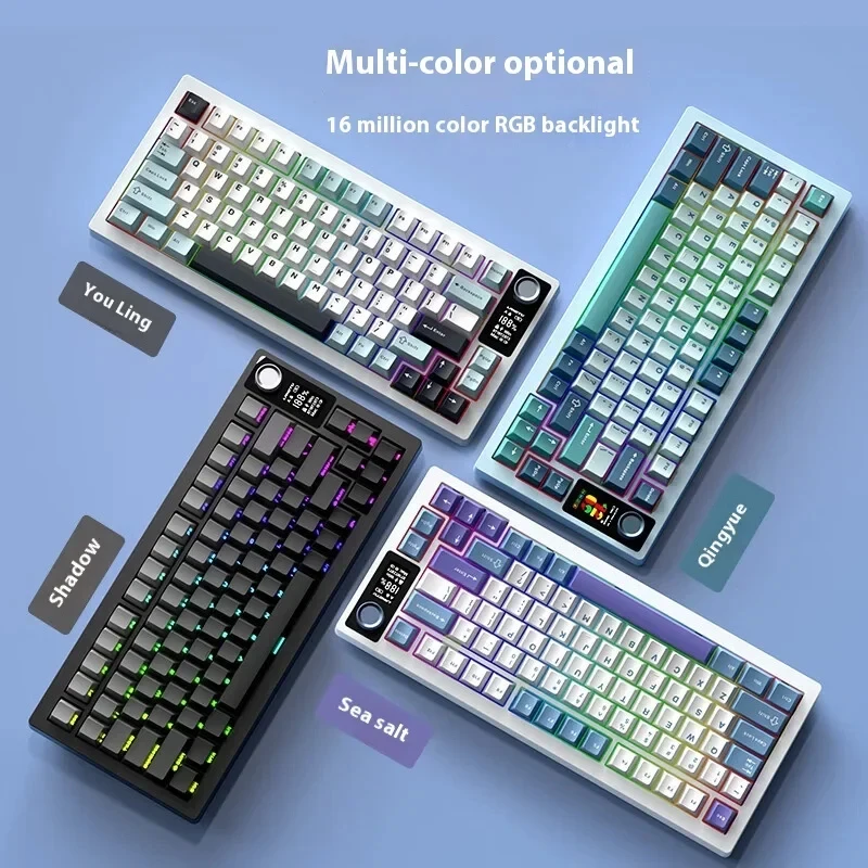 Langtu Lt75 Mechanical Keyboard 3-Mode 80 Keys Wired/Wireless/Bluetooth PBT RGB Gasket Customized Office PC Game Keyboard Origin