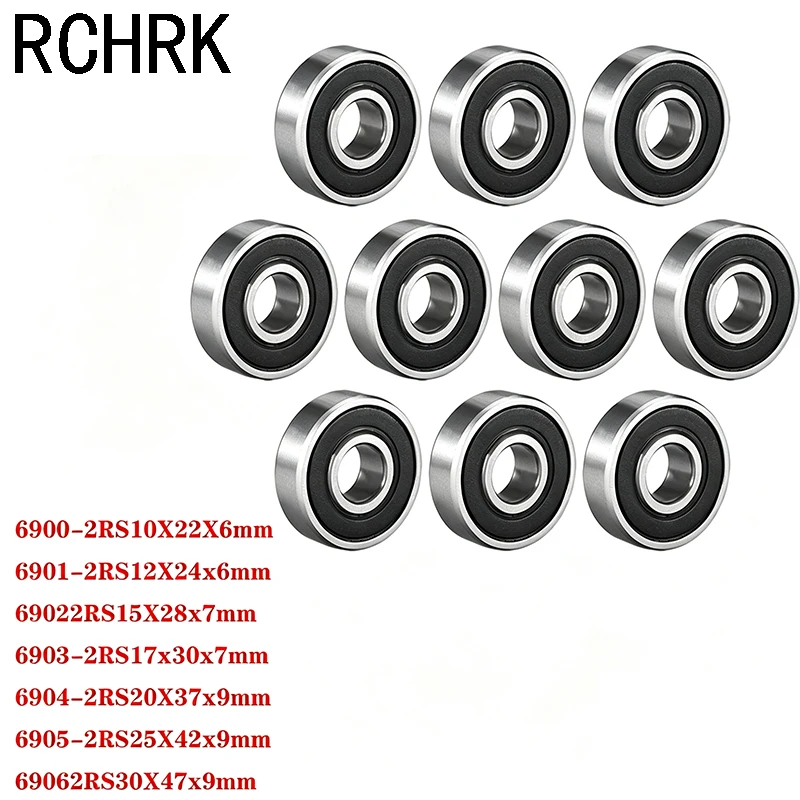 10pcs Bearing 6900 6901 6902 6903 6904 6905 6906 2RS RS Deep Groove Ball Bearing Double Seal Thin Section 6905 2rs Ball Bearings