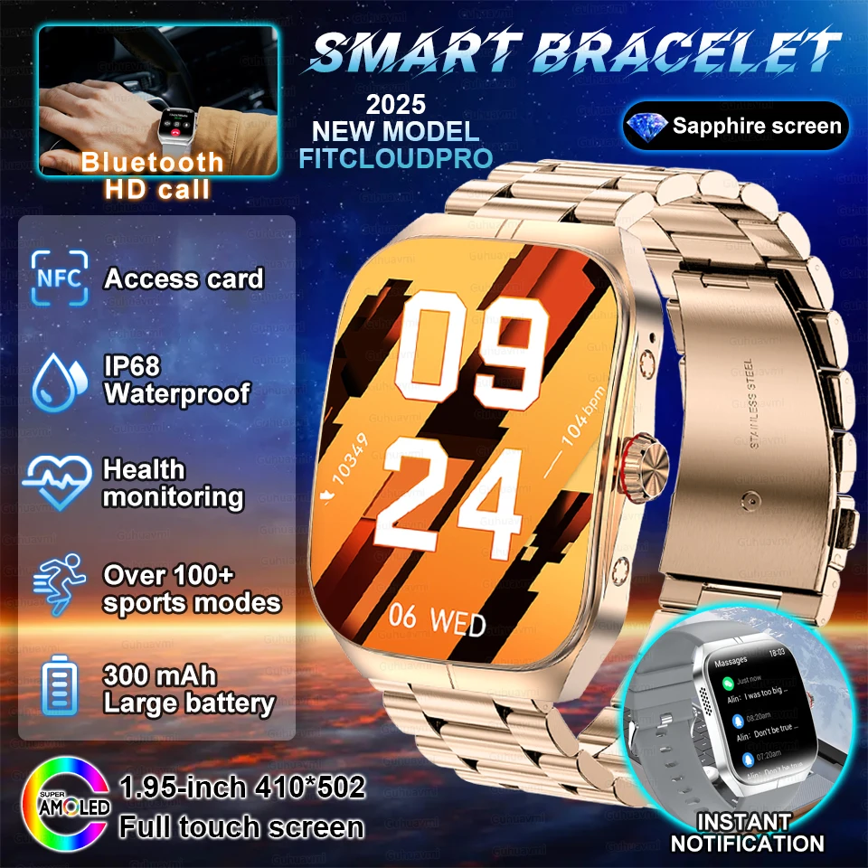

2025 Женские умные часы NFC AMOLED Экран Всегда показать время Голосовой вызов Серия 9 Часы Пользовательский циферблат Мужчины Спорт Здоровье Леди Смарт-часы