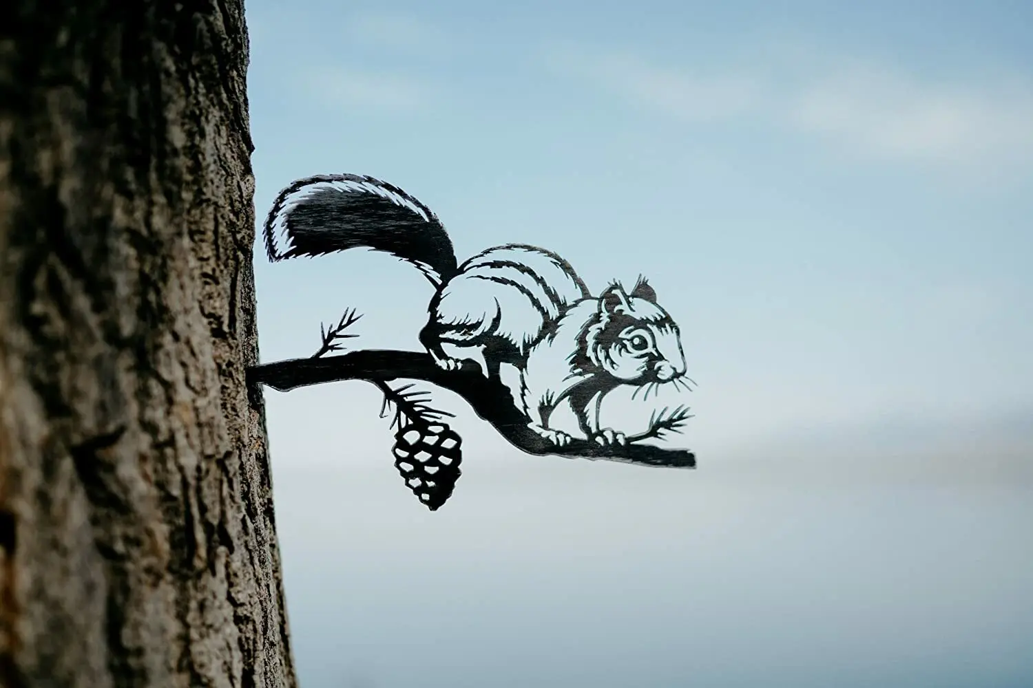 1 st rustieke eekhoorn metalen boompaal, creatieve ijzeren kunstsilhouetdecoratie voor tuin of huis