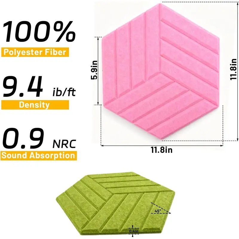 Hexagon Soundproof Acoustic Wall Panel Decorative Sound Absorbing Panels Foam Felt Cork Tiles Pin Boards for Home Office Decor
