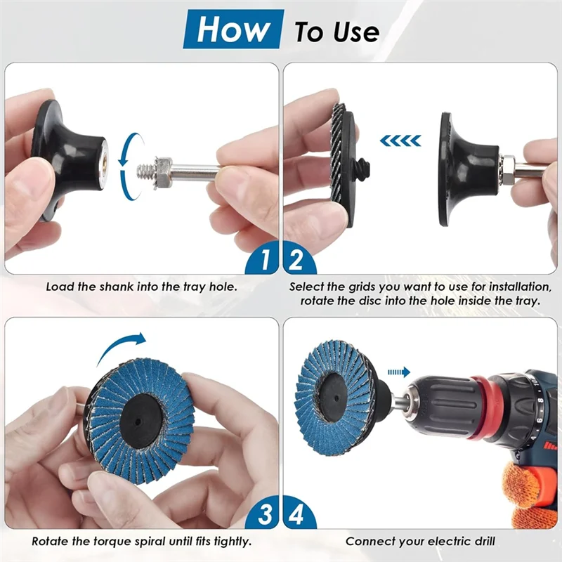 ABKY-72 PCS Die Grinder Sanding Disc With 1/4 Inch Holder 40 60 80 120 Grit Assorted Grinding Wheels