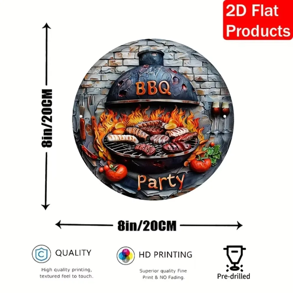 لوحة لافتة معدنية من القصدير الرجعية، قطعة واحدة مع تصميم حفلة الشواء مثالية لديكور التخييم في ساحة الشرفة #2