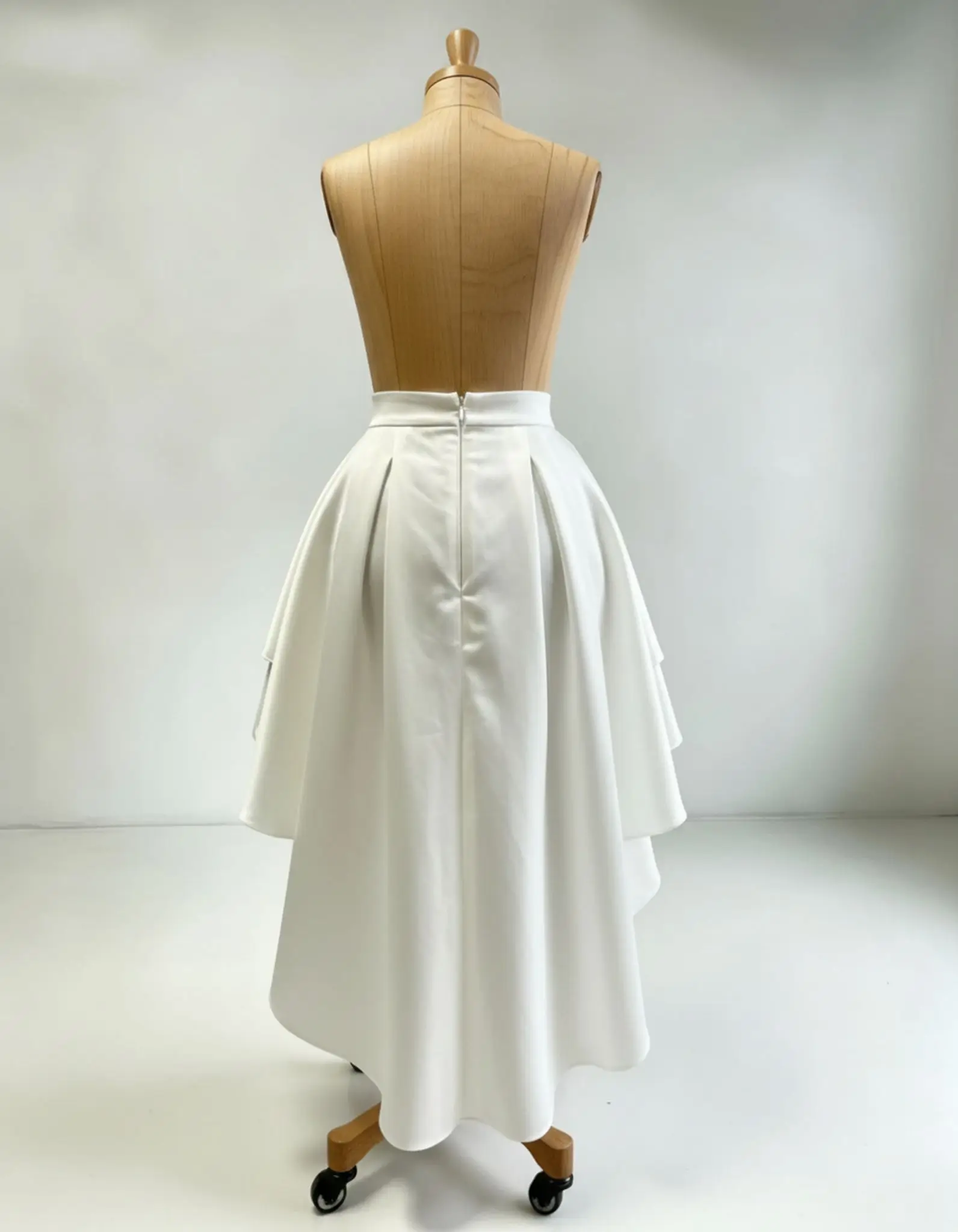 Women's Fashion High Low Elegant Prom Party Skirt A-Line Front Ruffled Back Pleated Satin Skirt With Pockets For Evening Gown
