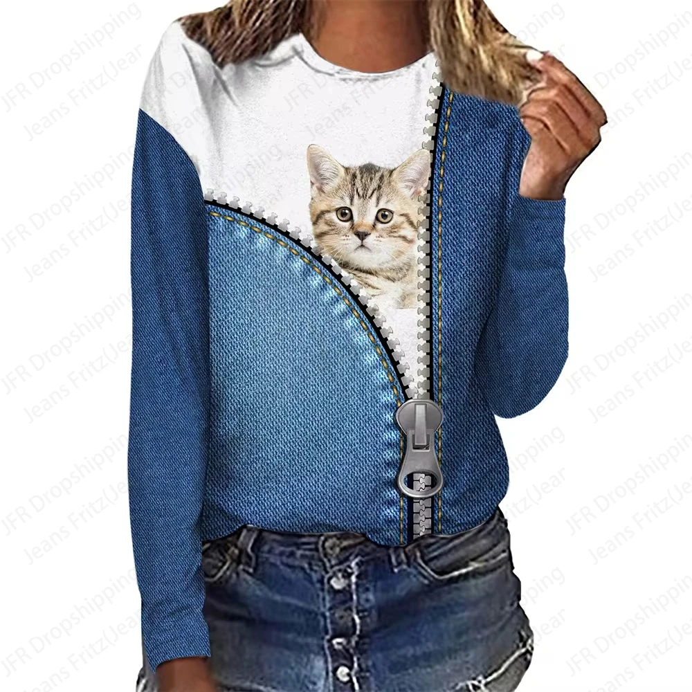 Lovely Cat 3d Print Hoodies Women Fashion Crewneck Long Sleeve Hoodie Animal Coat Kawaii Hoodie Women Sweats Womens Clothing Y2K