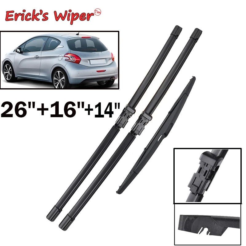 Erick's Wiper Front & Rear Wiper Blades Set For Peugeot 208 2012 - 2018 Windshield Windscreen Window Brushes 26