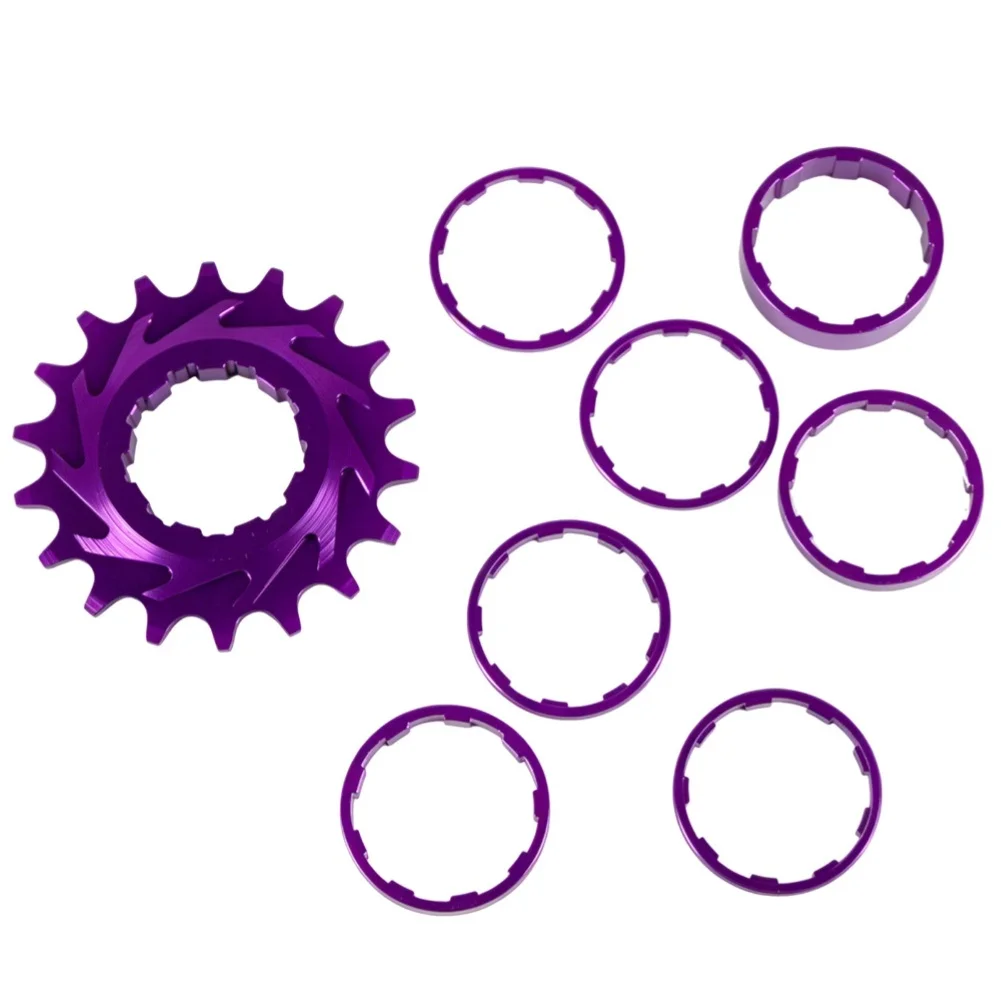 Mountain Bike 18T Single Speed Freewheel Conversion Kit with 7075 Aluminum Alloy Construction and Multiple Spacer Sizes