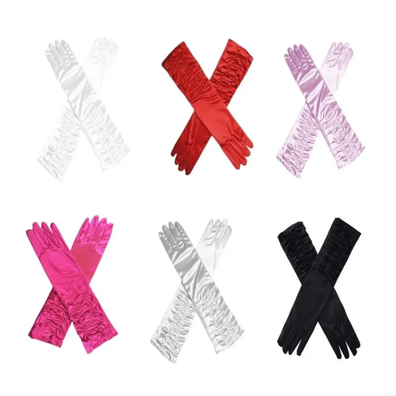

49mc 1pair Long Long Logne Gloves Night Tiking Pertaint Partice Mittens Satins Fashion Gloves