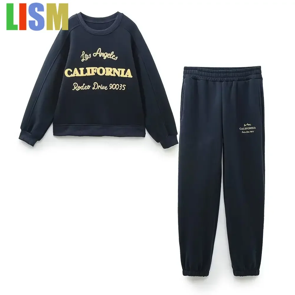 

LISM winter woman outfit tracksuit New in matching sets Pants sets two piece set Embroidered Sweatshirt Running Pants Set Autumn