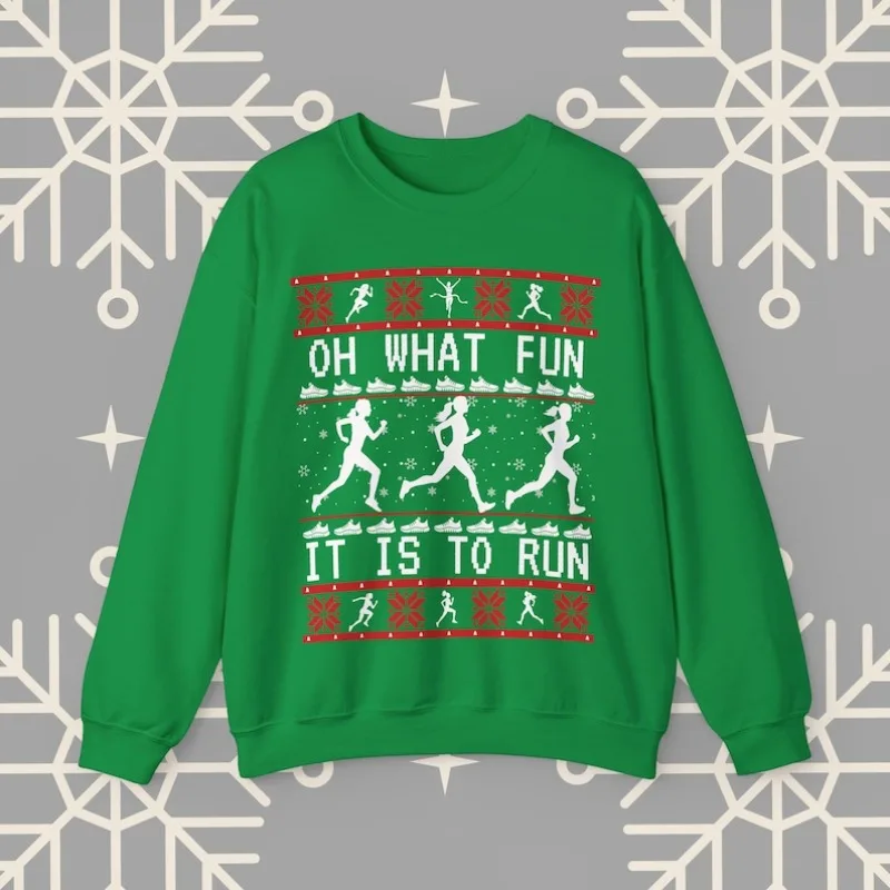 

Женская рождественская толстовка для бега, уродливый рождественский свитер Runner, забавная зимняя термотолстовка с круглым вырезом для бега на открытом воздухе