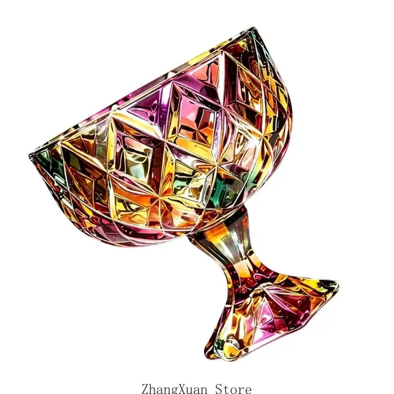 Dekorative Obstschale aus Kristallglas mit glänzendem geometrischem Außenmuster 3XUF – Detail 7