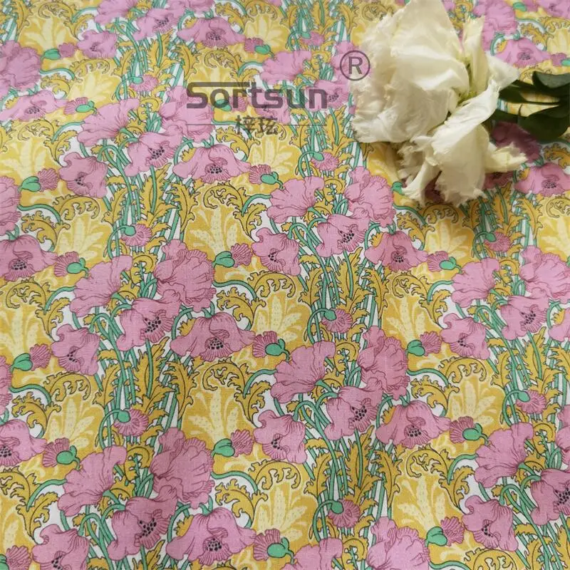Clementina Floral 100% Cotton 80S Like Liberty Fabric Digital Printing For Sewing Cloth Dresses Skirt Kids Designer Poplin