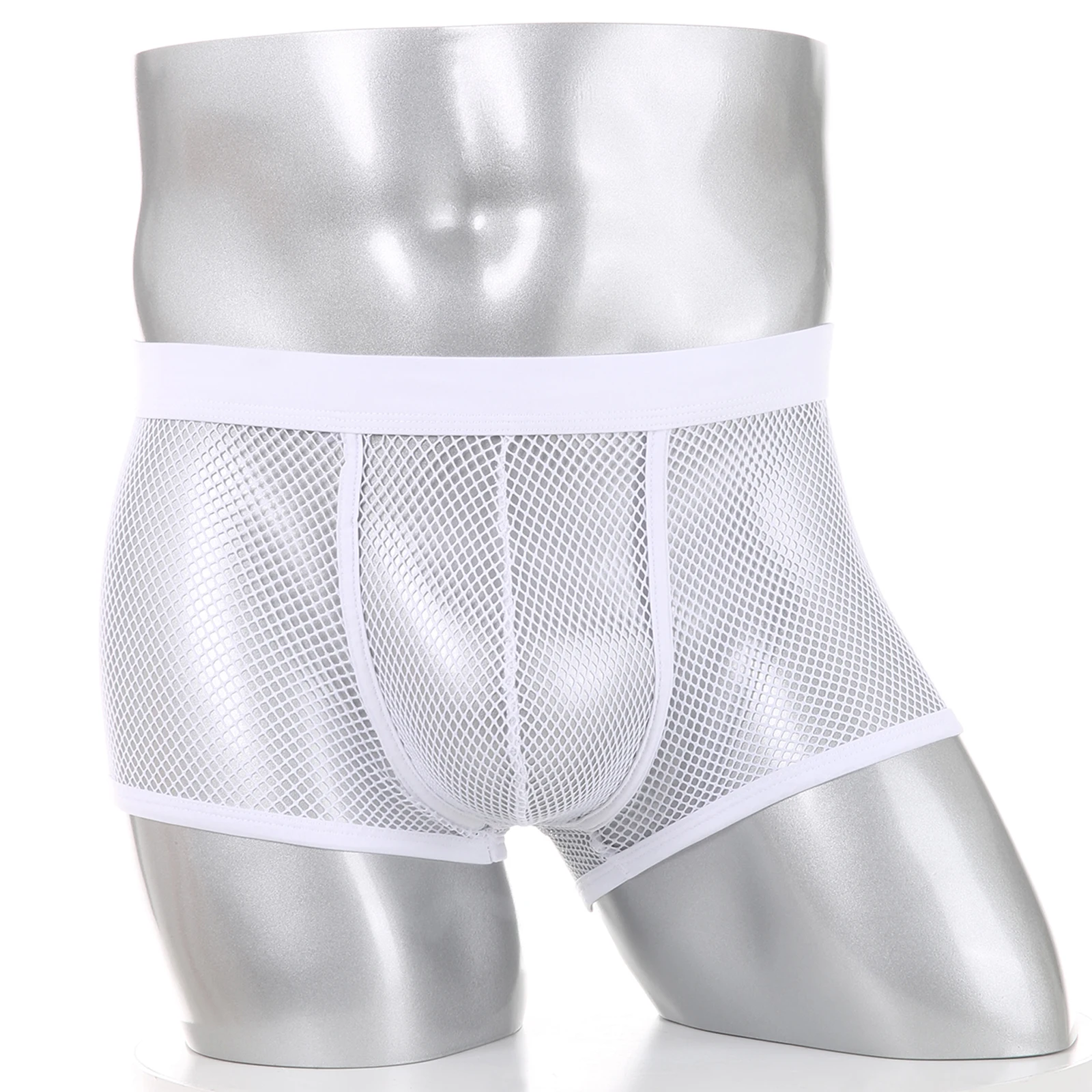 เซ็กซี่ตาข่าย Boxers ชุดชั้นในผู้ชายกางเกงชั้นในดูผ่านโปร่งใสเอวต่ําชุดนอน Boxer Shorts Boxershorts กางเกงใน