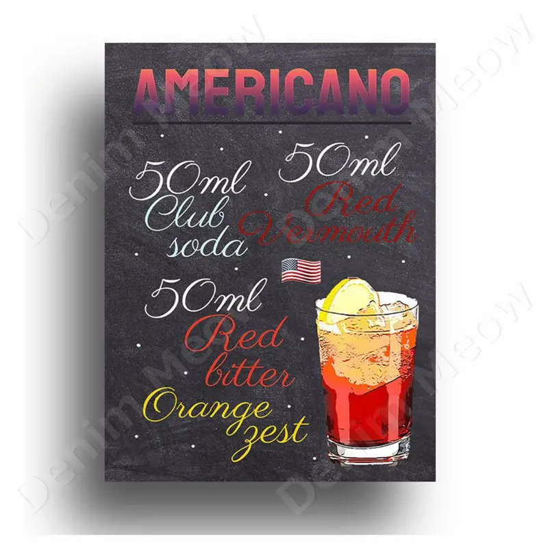 Bamboe Cocktail Plaque, Vintage Tin Sign, Vesper Martini, Metalen Sign, Aperol Spritz, Muur Decor, Bar, Man Cave, Club Decoratie