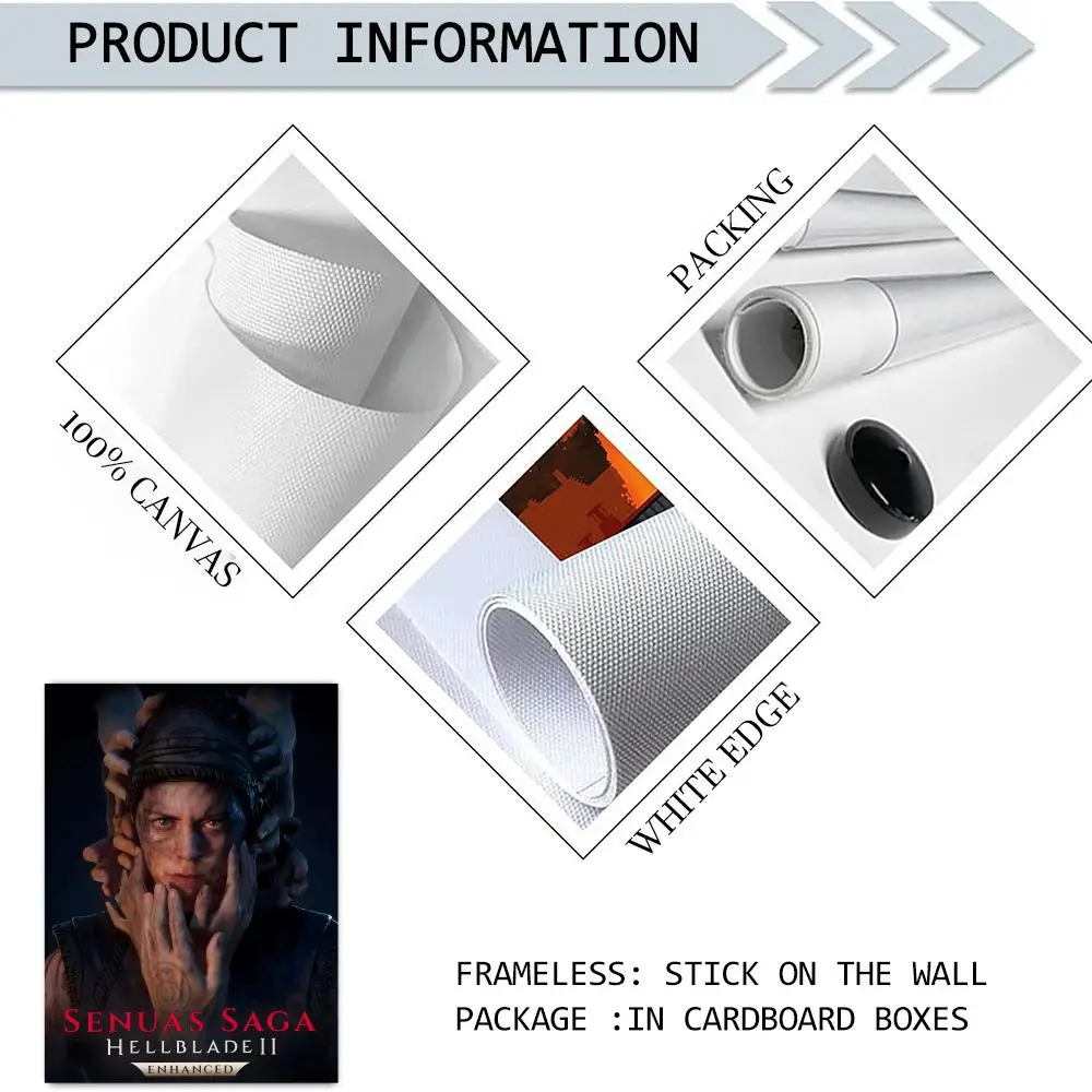 ملصق Gae S-Senua's Saga: Hellblade II للخط عالي الدقة من القماش مجانًا مقاوم للماء لجميع الفضاء لتزيين الحائط
