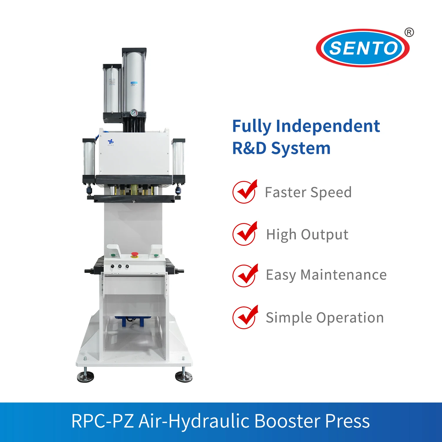 RPC-PZ-1T    SENTO Pneumatic-Hydraulic Press Machine, Low Energy Consumption, High Output Force, Reliable Quality