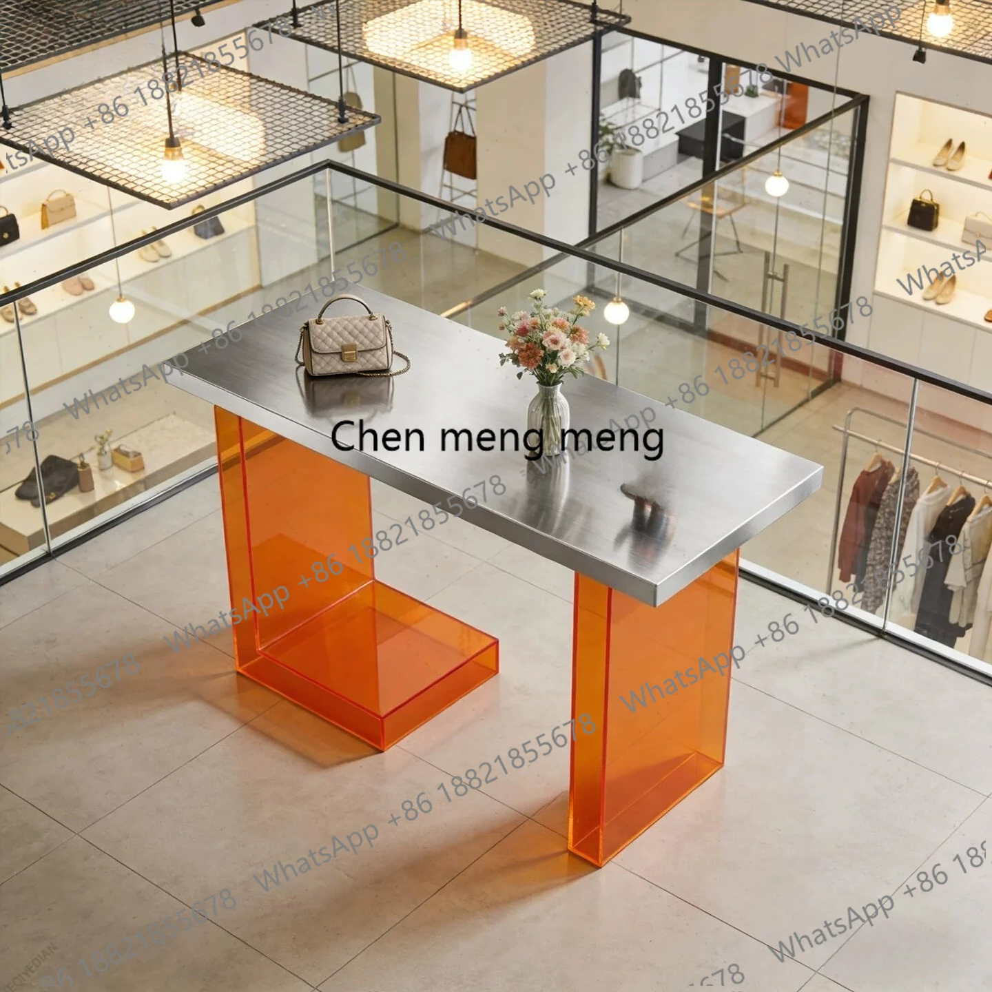 

Clothing store, acrylic display stand shoe store, stainless steel, shoe bag jewelry display island