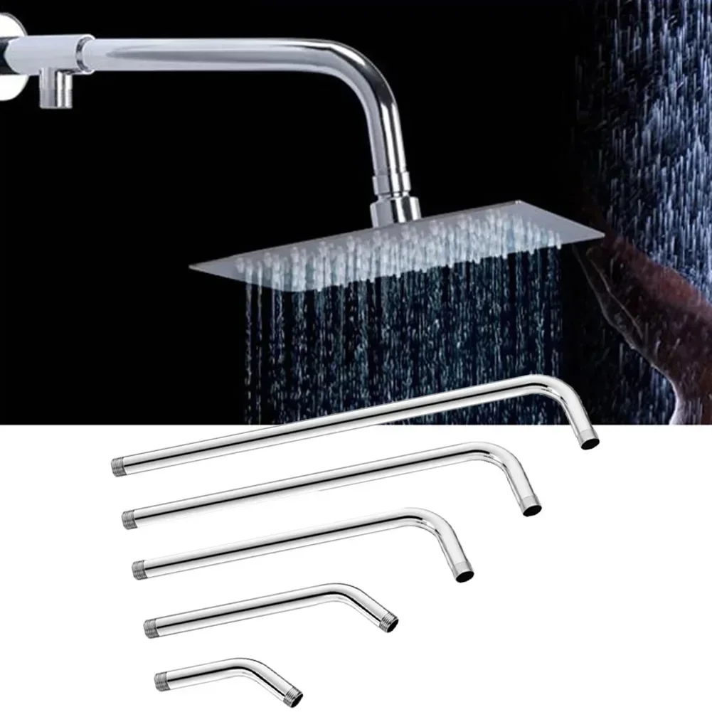 Stainless Steel Shower Head Extension Arm Straight Angled Extra Hose Pipe Shower 15/21/23/29cm  Bathroom Fixture