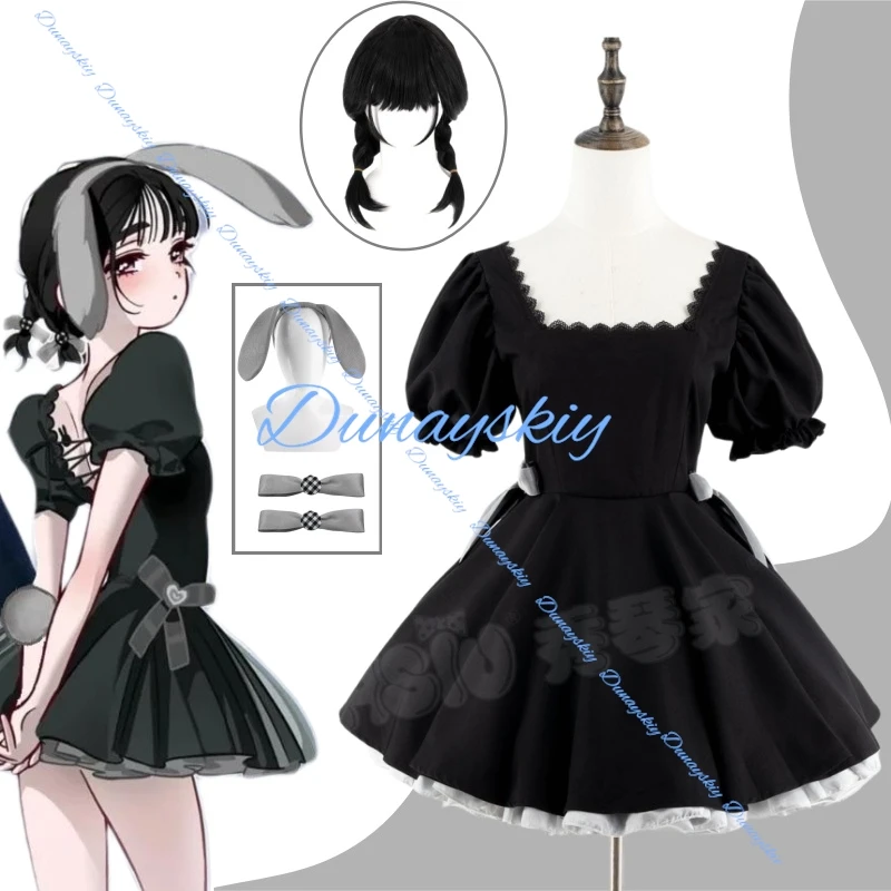 ชุดคอสเพลย์สุอา ชุดเดรสสีดำสำหรับผู้หญิง ชุดเอเลี่ยน ชุดกระต่าย ชุดคอสเพลย์อนิเมะ ชุดฉลองครบรอบ 3 ปี พร้อมวิกผม ชุดฮาโลวีน ชุดแต่งกายสำหรับเล่นบทบาทสมมติ