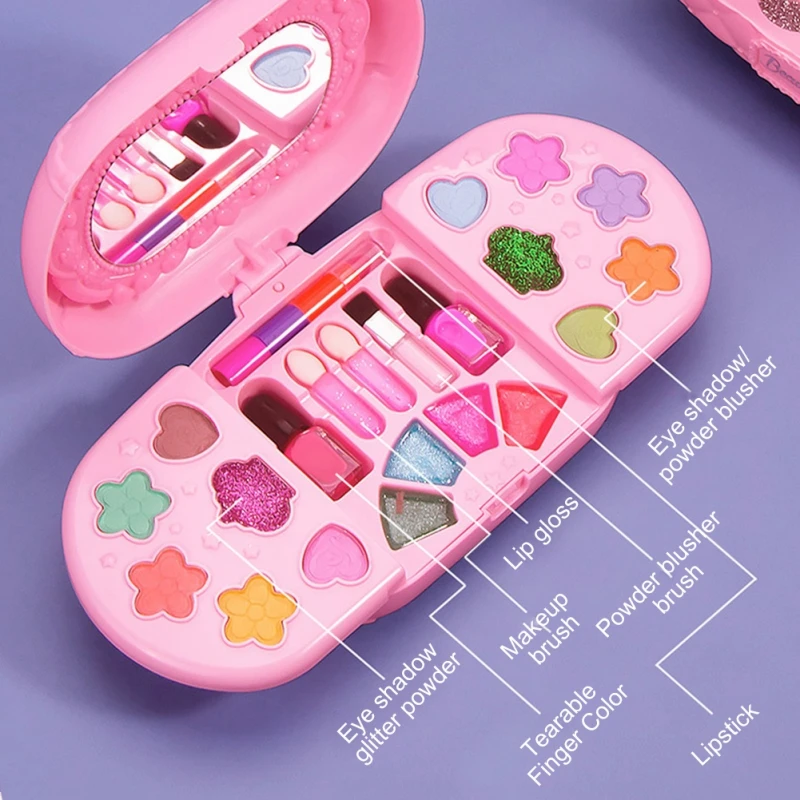 Children Makeup Set Lipstick Makeup Pretend Play Toys Cosmetic Educational Toys Girl Princess Makeup Suitcase Toddlers Toy