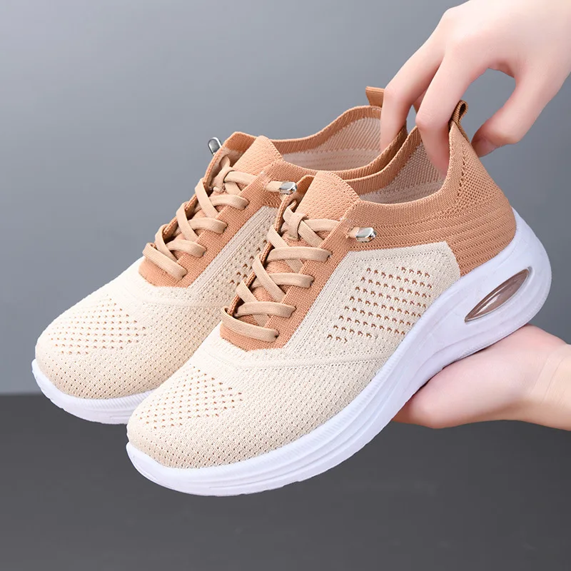 

Fashion lace up mesh sneakers woman summer cut-outs sneakers mom cozy comfort shoes ladies lighweight tenis shoes