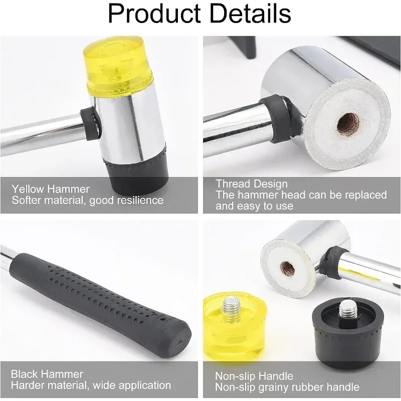 3Pcs Ring Bracelet Forming Tool Kit Dual-sided Rubber Hammer Stainless Steel Wood Mandrel for Bending Polishing Jewelry Repair